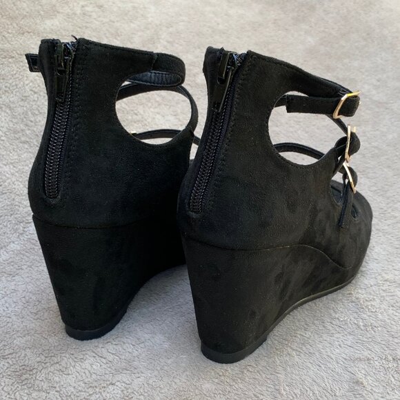 Journee Collection Skyla Strappy Peep Toe Wedge Heels - Picture 8 of 15